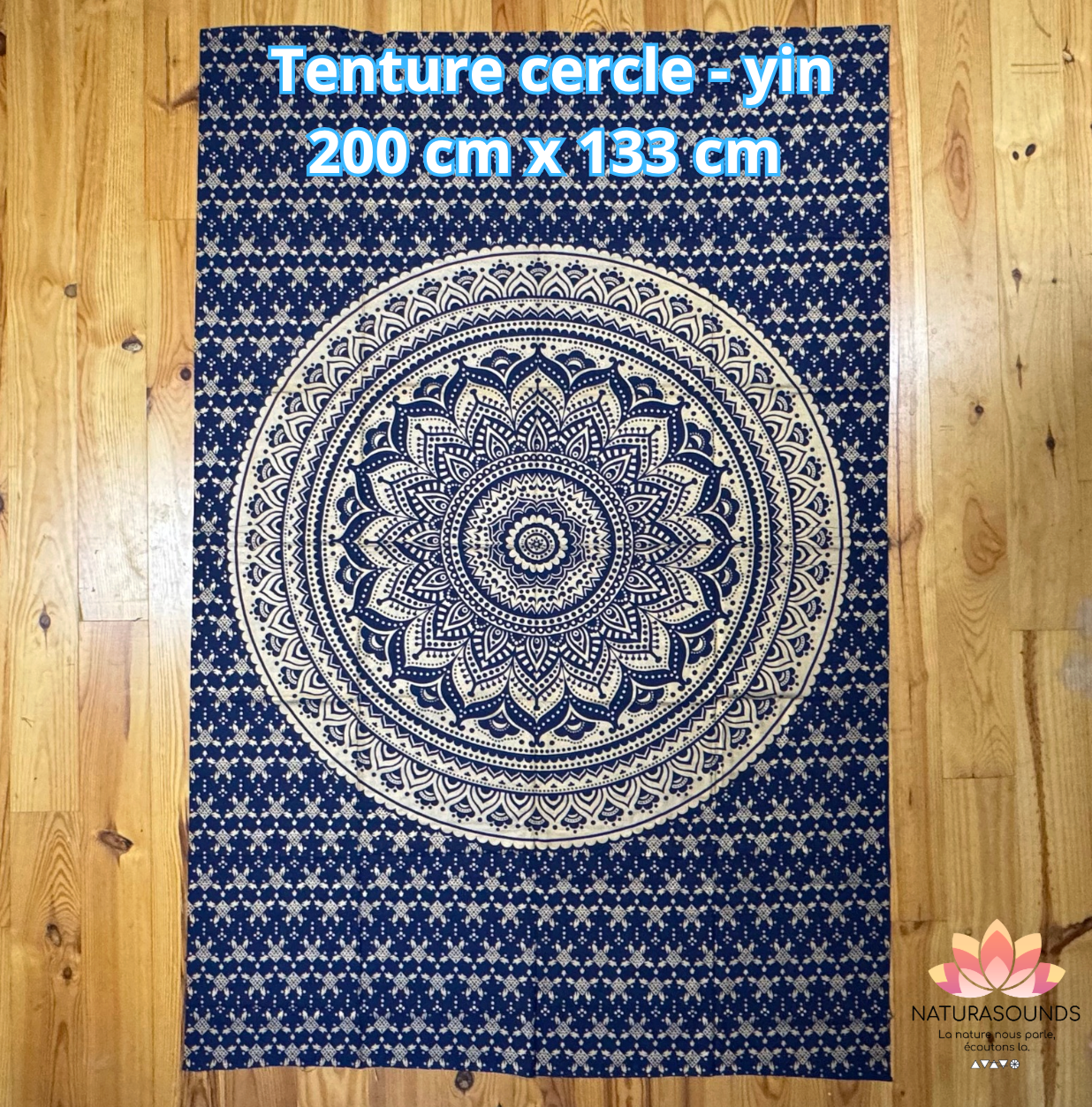 *Tenture Solaire - Yin (féminin) Fait à la main - 200 cm x 133 cm - Origine Inde